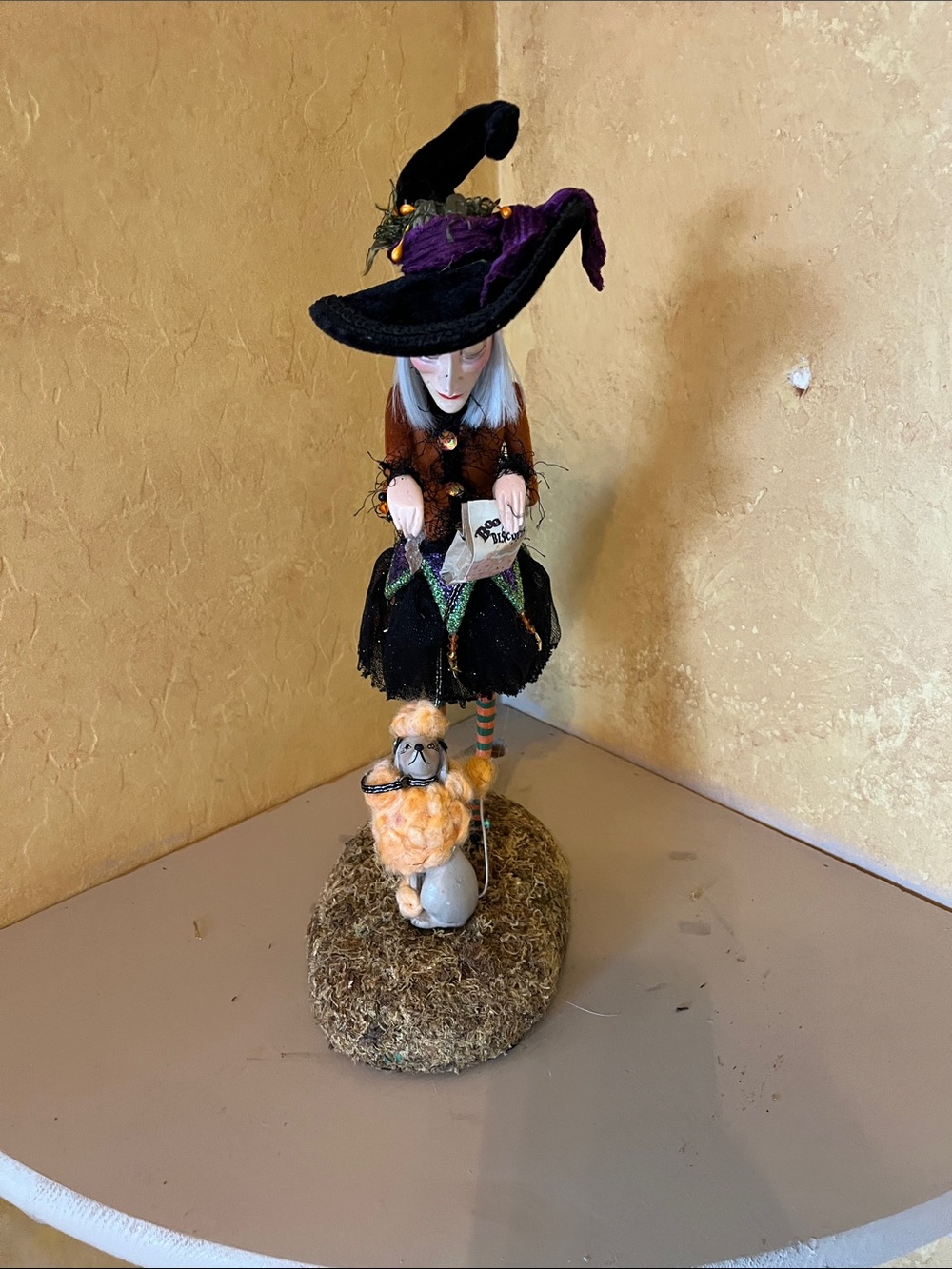 Handcrafted Purple & Black Witch Figurine Home Accent